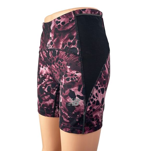 New Balance Printed Impact Run Purple Black Activewear Running Biker Shorts Sz S - Picture 2 of 6
